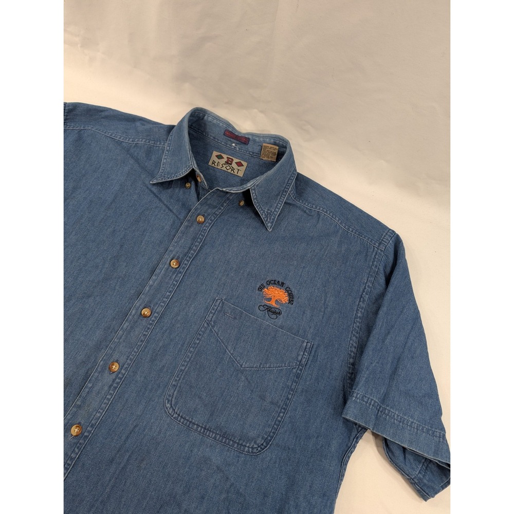 Vintage Boa Resort Short‎ Sleeve Button-up Washed Cotton Kiawah Golf Course XL